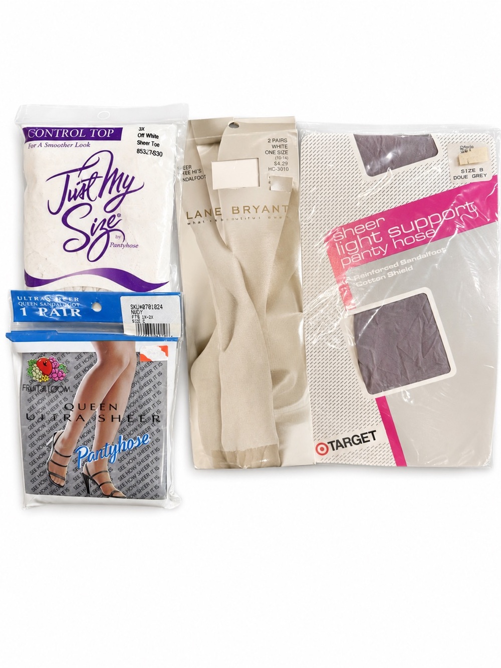 Vintage Hosiery Lot Just My Size Fruit of the Loom Lane Bryant Target Pantyhose